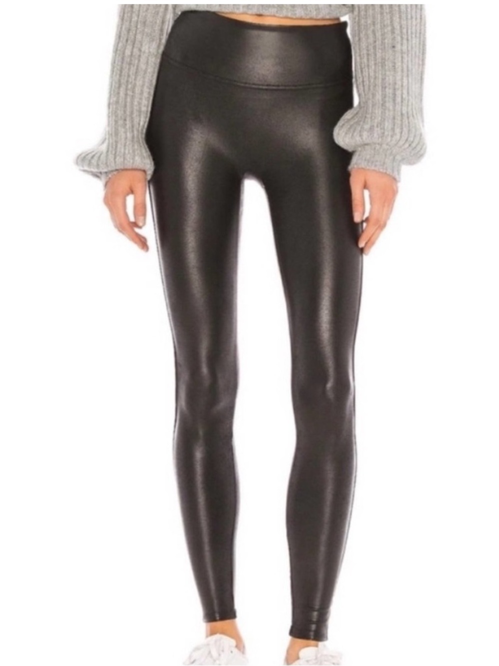 Spanx Women’s Faux Leather Leggings Metallic Black Medium Shapewear